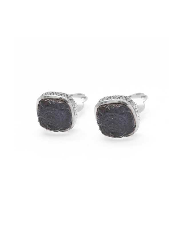 Carved Hematite Stud Earrings